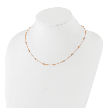 14K Rose Gold True Origin 1/2 Carat Lab Grown Diamond Vs+ F+ Eighteen Station 18 Inch Necklace