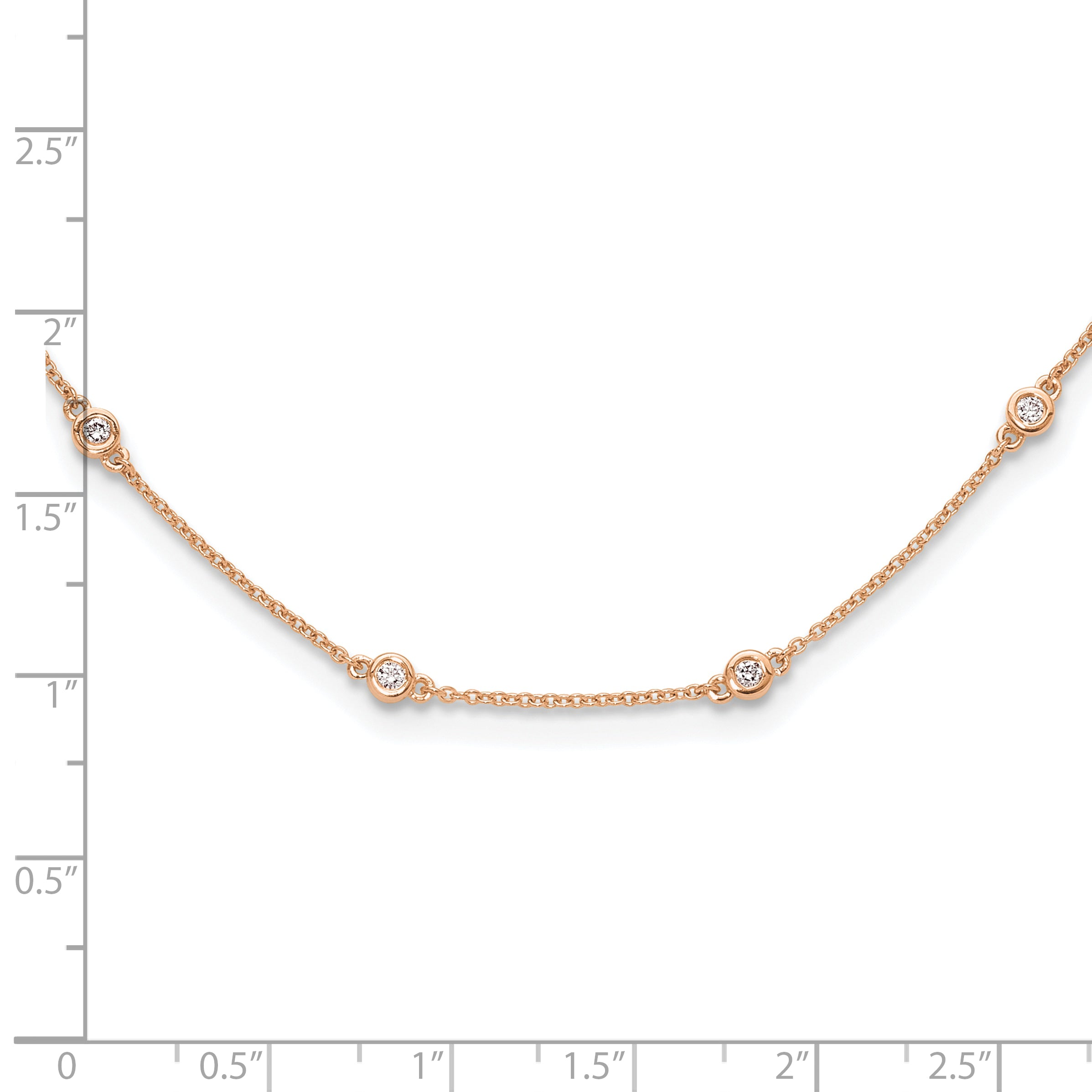 14K Rose Gold True Origin 1/2 Carat Lab Grown Diamond Vs+ F+ Eighteen Station 18 Inch Necklace