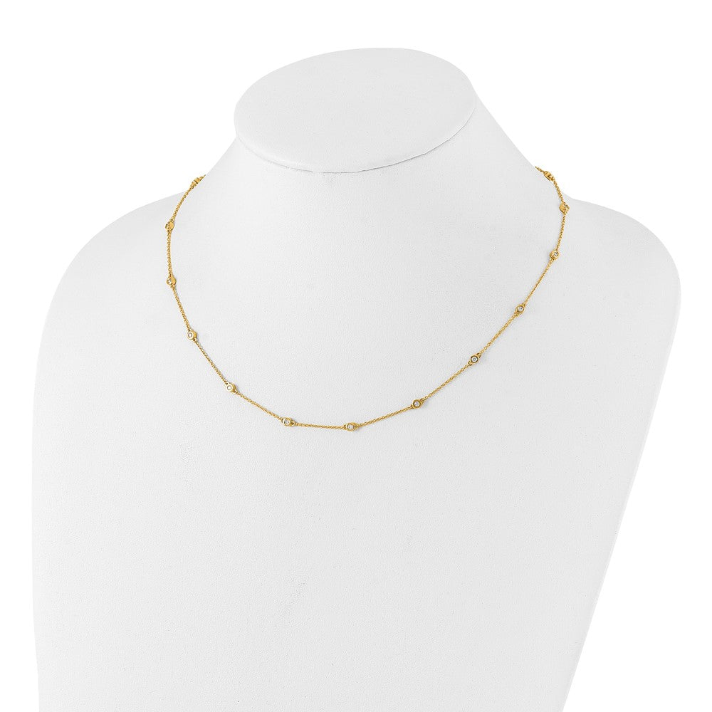 14K Yellow Gold True Origin 1/2 Carat Lab Grown Diamond Vs+ F+ Eighteen Station 18 Inch Necklace
