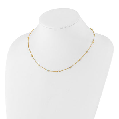 14K Yellow Gold True Origin 1/2 Carat Lab Grown Diamond Vs+ F+ Eighteen Station 18 Inch Necklace