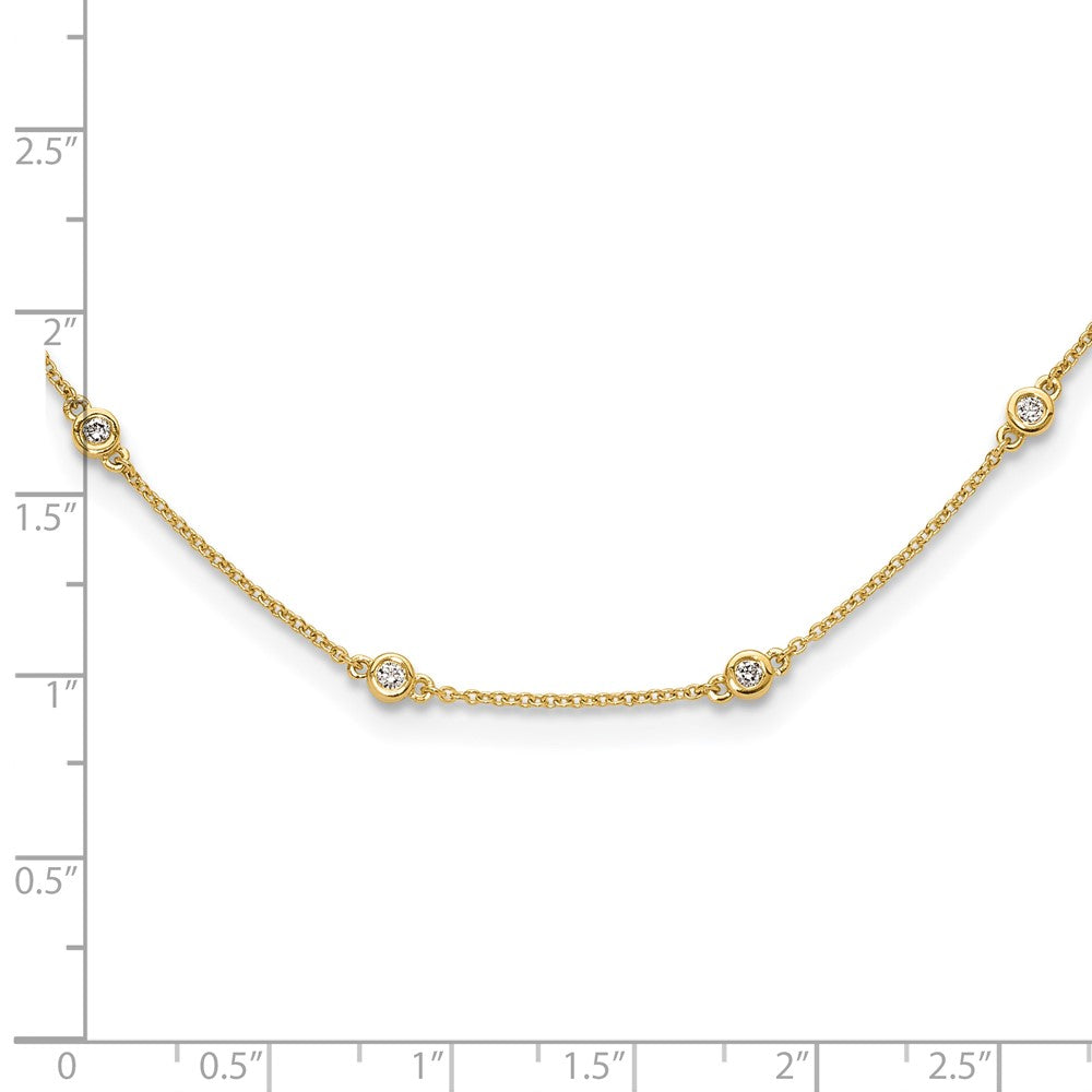 14K Yellow Gold True Origin 1/2 Carat Lab Grown Diamond Vs+ F+ Eighteen Station 18 Inch Necklace