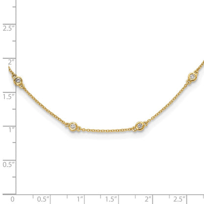 14K Yellow Gold True Origin 1/2 Carat Lab Grown Diamond Vs+ F+ Eighteen Station 18 Inch Necklace