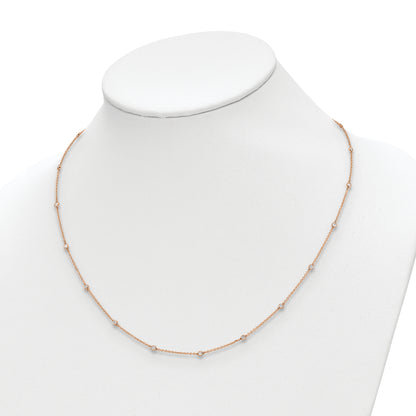 14K Rose Gold True Origin 1/2 Carat Lab Grown Diamond Vs+ F+ Twenty Station 20 Inch Necklace