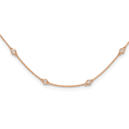 14K Rose Gold True Origin 1/2 Carat Lab Grown Diamond Vs+ F+ Twenty Station 20 Inch Necklace