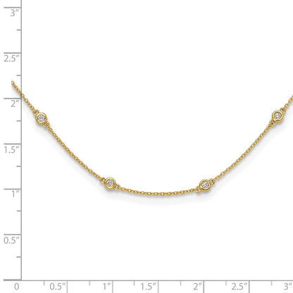 14K Yellow Gold True Origin 1/2 Carat Lab Grown Diamond Vs+ F+ Twenty Station 20 Inch Necklace