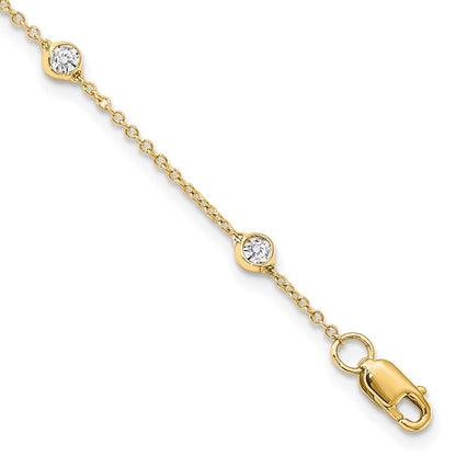 14K Yellow White or Rose Gold 1/6 Ct. Lab Grown Diamond VS/SI D E F 7 Tennis Stations Bracelet