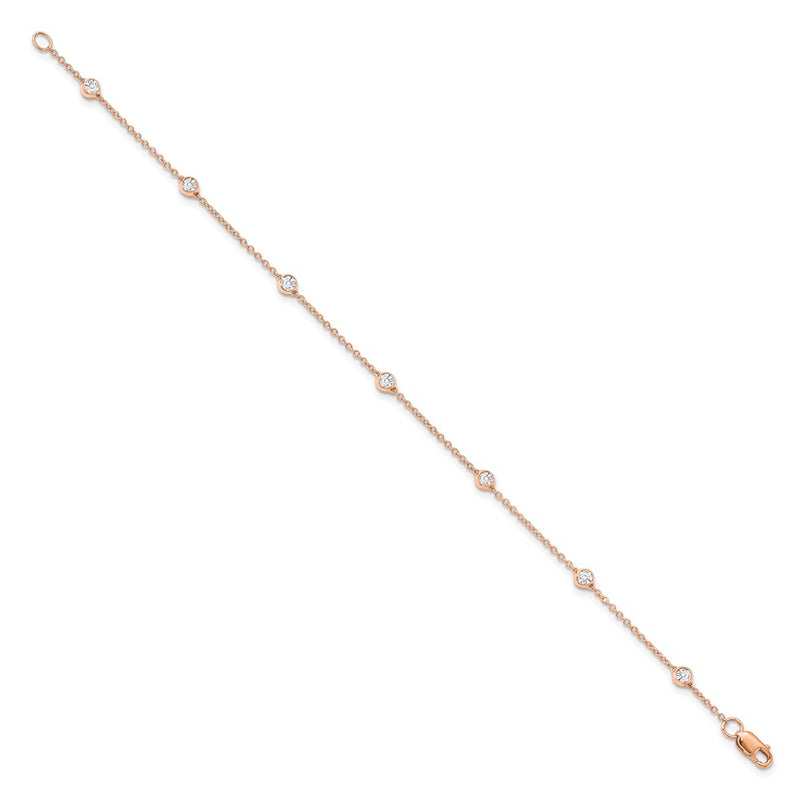 14K Rose Gold True Origin 1/2 Carat Lab Grown Diamond Vs+ F+ Eight Station 8 Inch Bracelet