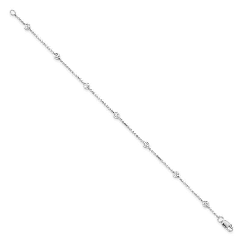 14K Yellow White or Rose Gold 1/4 Ct. Lab Grown Diamond VS/SI D E F 7 Tennis Stations Anklet