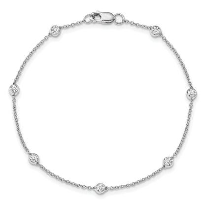 14K Yellow White or Rose Gold 1/4 Ct. Lab Grown Diamond VS/SI D E F 7 Tennis Stations Anklet