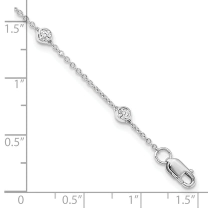 14K Yellow White or Rose Gold 1/4 Ct. Lab Grown Diamond VS/SI D E F 7 Tennis Stations Anklet