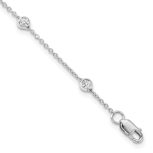 14K Yellow White or Rose Gold 1/4 Ct. Lab Grown Diamond VS/SI D E F 7 Tennis Stations Anklet