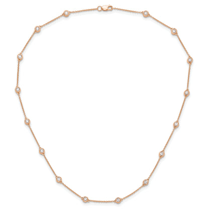 14K Rose Gold True Origin 1 Carat Lab Grown Diamond Vs+ F+ Sixteen Station 16 Inch Necklace
