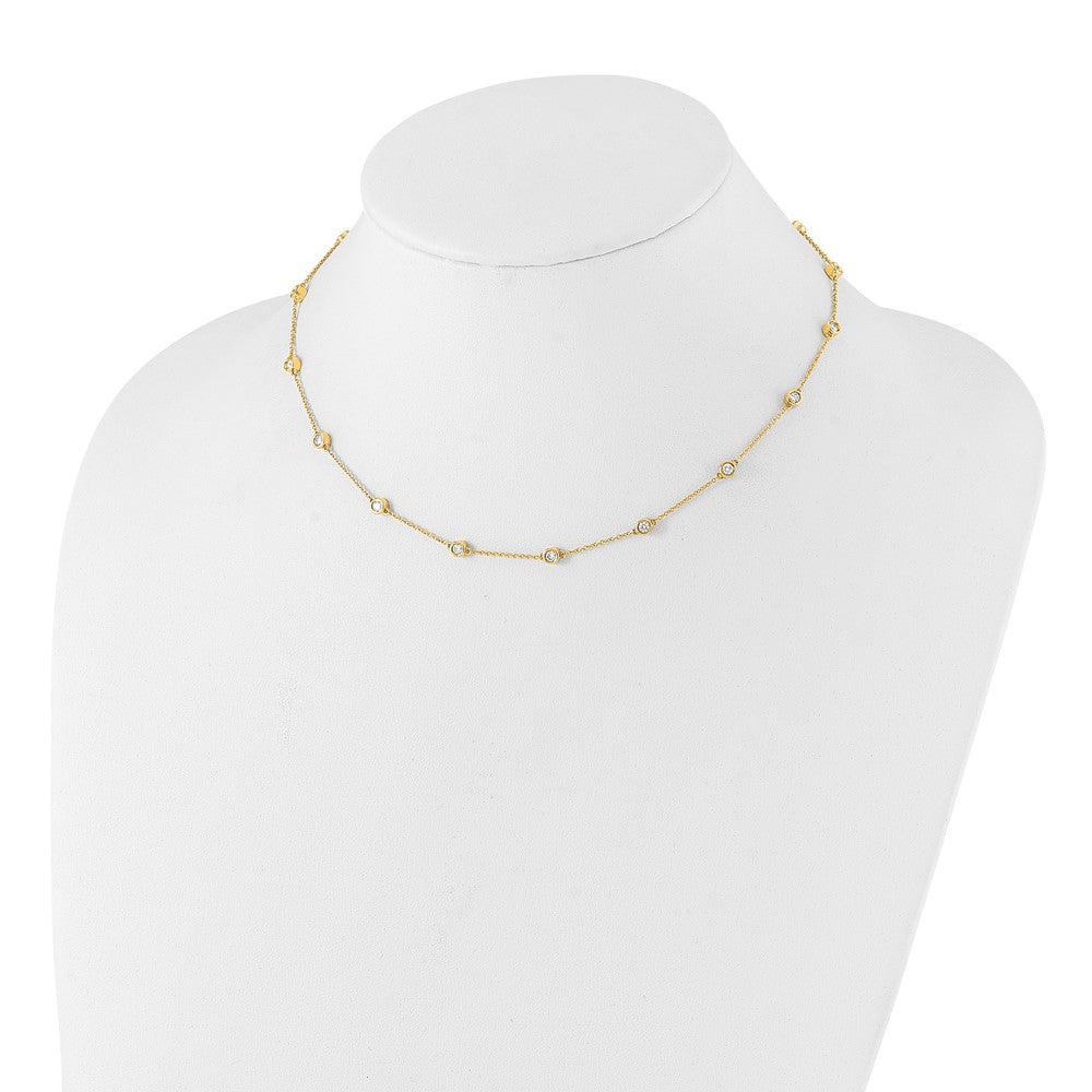 14K Yellow Gold True Origin 1 Carat Lab Grown Diamond Vs+ F+ Sixteen Station 16 Inch Necklace