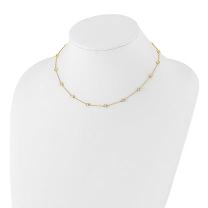 14K Yellow Gold True Origin 1 Carat Lab Grown Diamond Vs+ F+ Sixteen Station 16 Inch Necklace