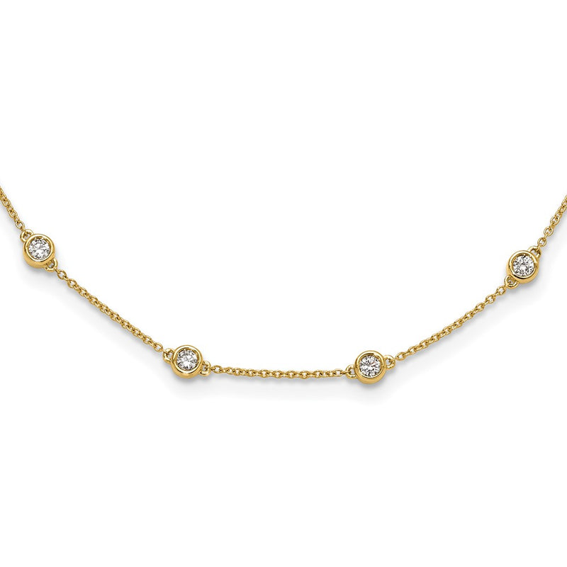 14K Yellow Gold True Origin 1 Carat Lab Grown Diamond Vs+ F+ Sixteen Station 16 Inch Necklace