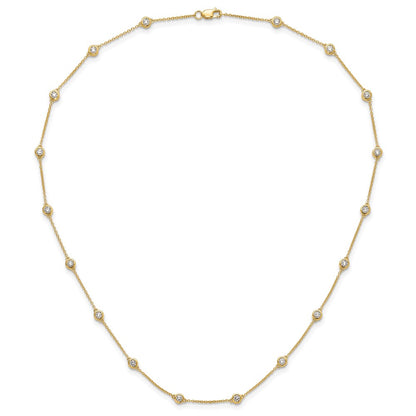14K Yellow Gold True Origin 1 1/6 Carat Lab Grown Diamond Vs+ F+ Eighteen Station 18 Inch Necklace