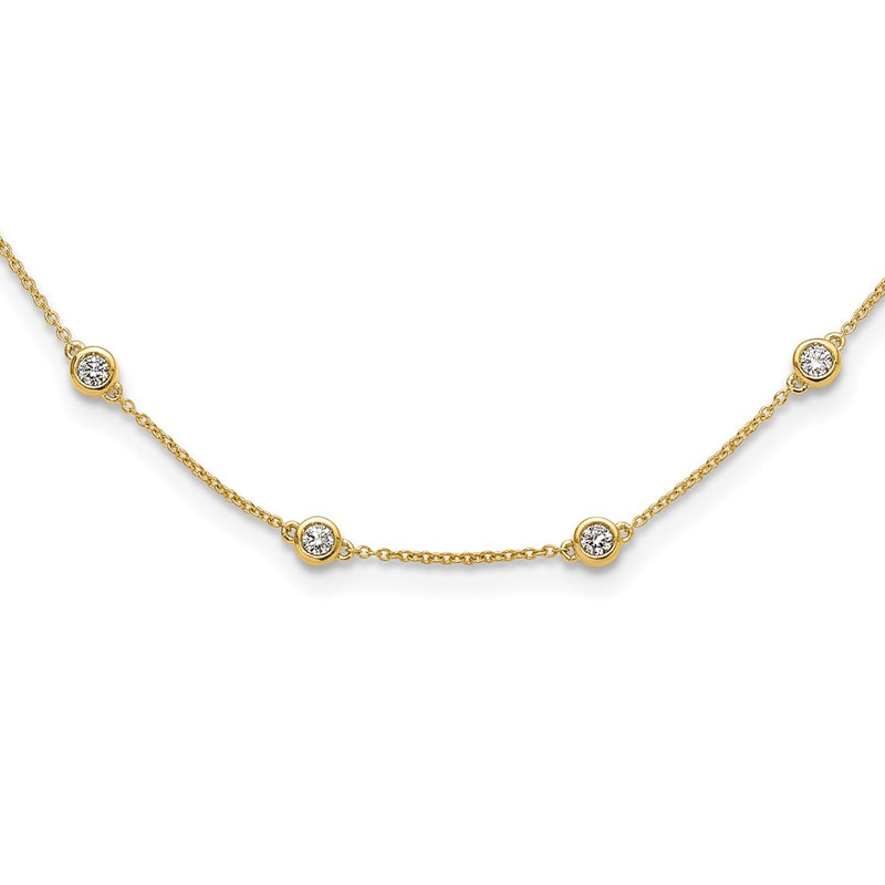 14K Yellow Gold True Origin 1 1/6 Carat Lab Grown Diamond Vs+ F+ Eighteen Station 18 Inch Necklace