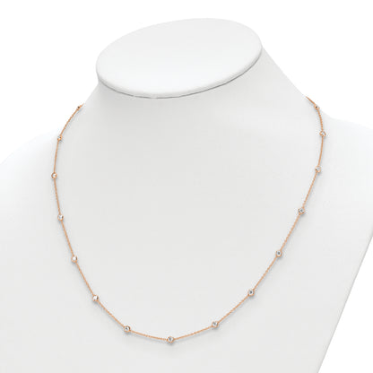 14K Rose Gold True Origin 1 1/3 Carat Lab Grown Diamond Vs+ F+ Twenty Station 20 Inch Necklace