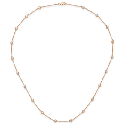 14K Rose Gold True Origin 1 1/3 Carat Lab Grown Diamond Vs+ F+ Twenty Station 20 Inch Necklace