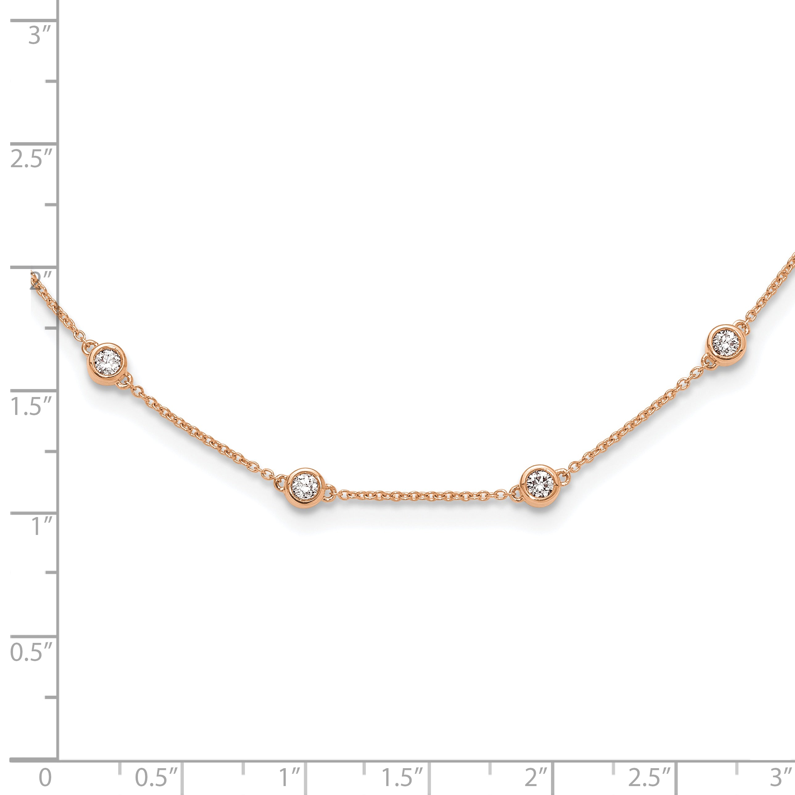 14K Rose Gold True Origin 1 1/3 Carat Lab Grown Diamond Vs+ F+ Twenty Station 20 Inch Necklace