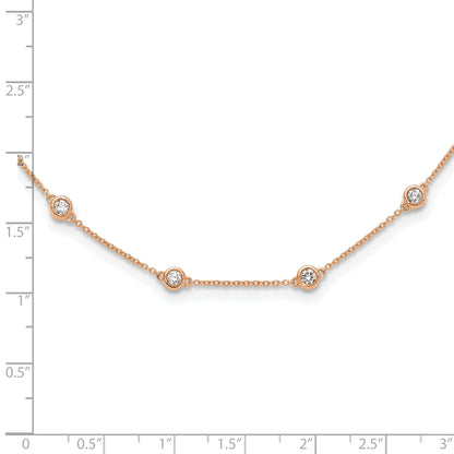 14K Rose Gold True Origin 1 1/3 Carat Lab Grown Diamond Vs+ F+ Twenty Station 20 Inch Necklace