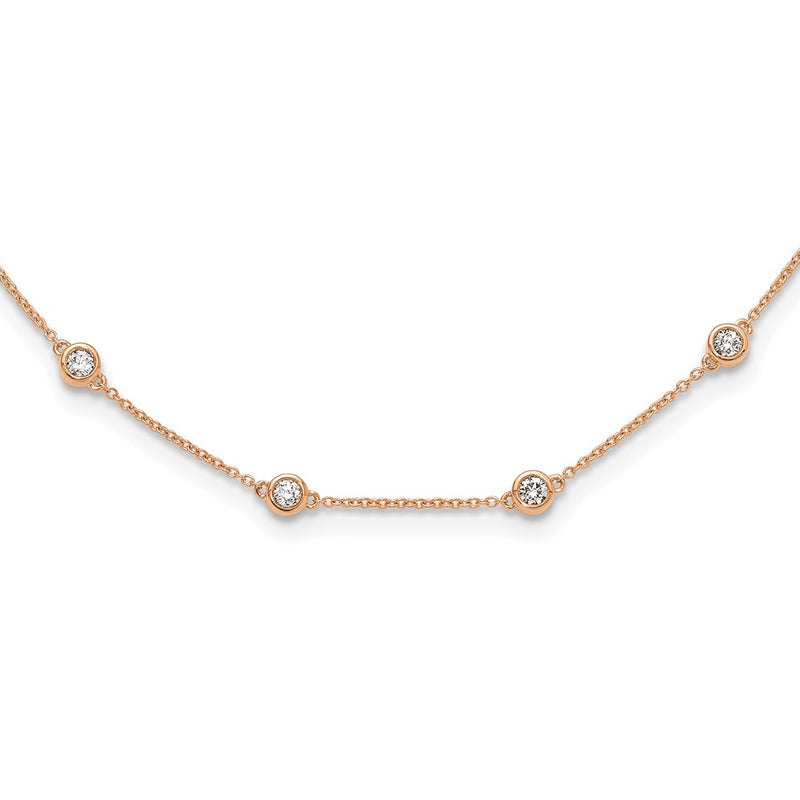 14K Rose Gold True Origin 1 1/3 Carat Lab Grown Diamond Vs+ F+ Twenty Station 20 Inch Necklace