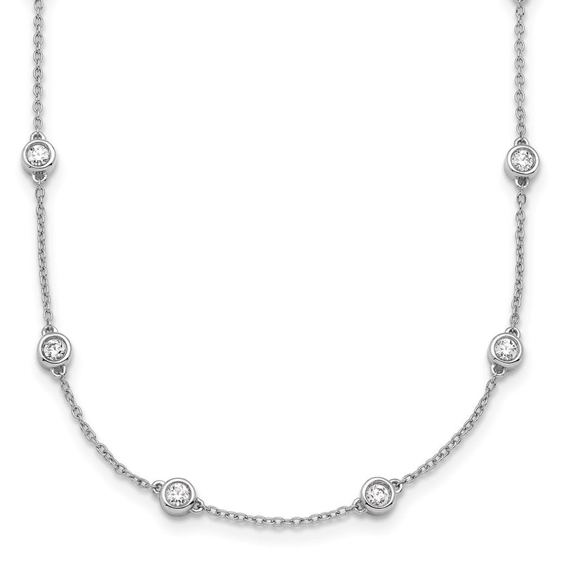 14K White Gold True Origin 1 1/3 Carat Lab Grown Diamond Vs+ F+ Twenty Station 20 Inch Necklace