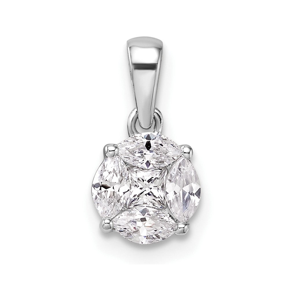 14k White Gold 1/2 Ct. Lab Grown Diamond VS/SI+ G+ Round and Marquise Pendant