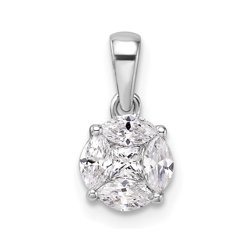 14k White Gold 1/2 Ct. Lab Grown Diamond VS/SI+ G+ Round and Marquise Pendant