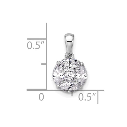 14k White Gold 1 Ct. Lab Grown Diamond VS/SI+ G+ Round and Marquise Pendant