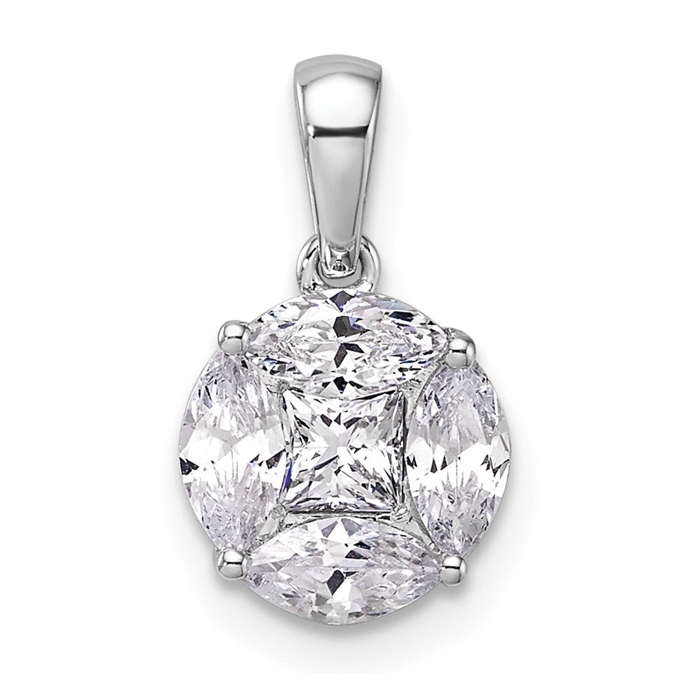 14k White Gold 1 Ct. Lab Grown Diamond VS/SI+ G+ Round and Marquise Pendant