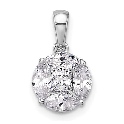14k White Gold 1 Ct. Lab Grown Diamond VS/SI+ G+ Round and Marquise Pendant