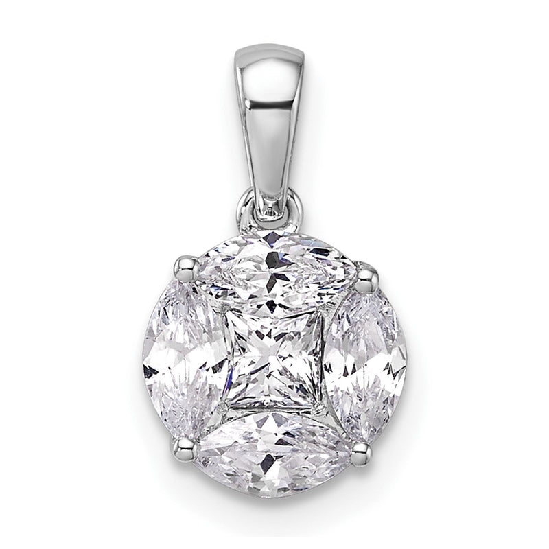 14k White Gold 1 Ct. Lab Grown Diamond VS/SI+ G+ Round and Marquise Pendant