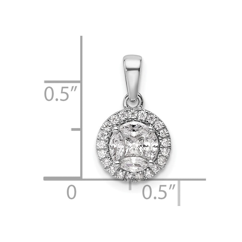 14k White Gold 1/2 Ct. Lab Grown Diamond VS/SI+ G+ Round and Marquise Halo Pendant