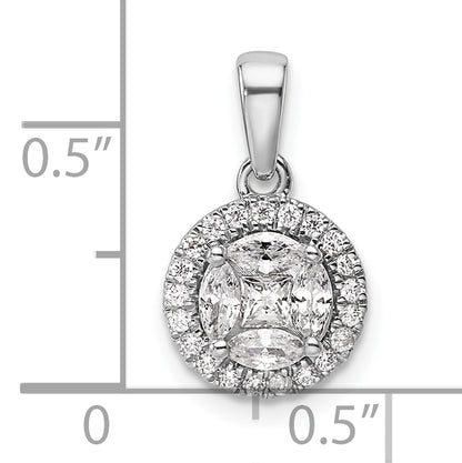 14k White Gold 1/2 Ct. Lab Grown Diamond VS/SI+ G+ Round and Marquise Halo Pendant