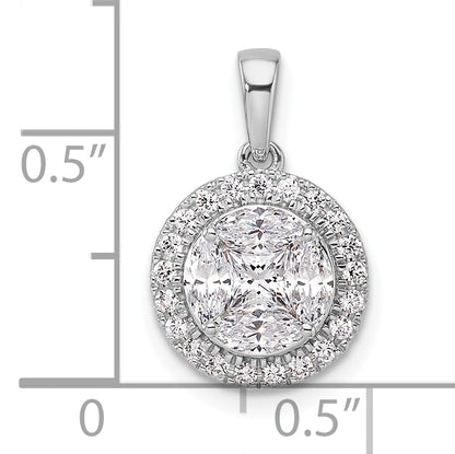 14k White Gold 1 Ct. Lab Grown Diamond VS/SI+ G+ Round and Marquise Halo Pendant