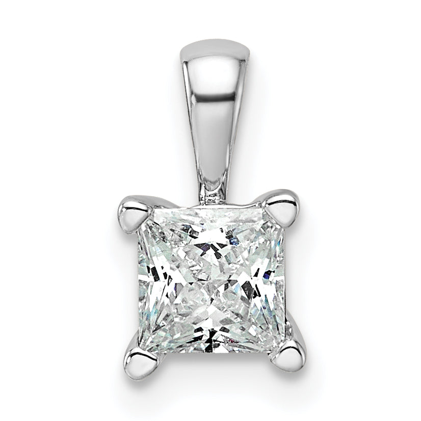 14k White Gold 3/4 Ct. Lab Grown Diamond VS/SI+ G+ 18 inch 4 Prong Pendant Necklace