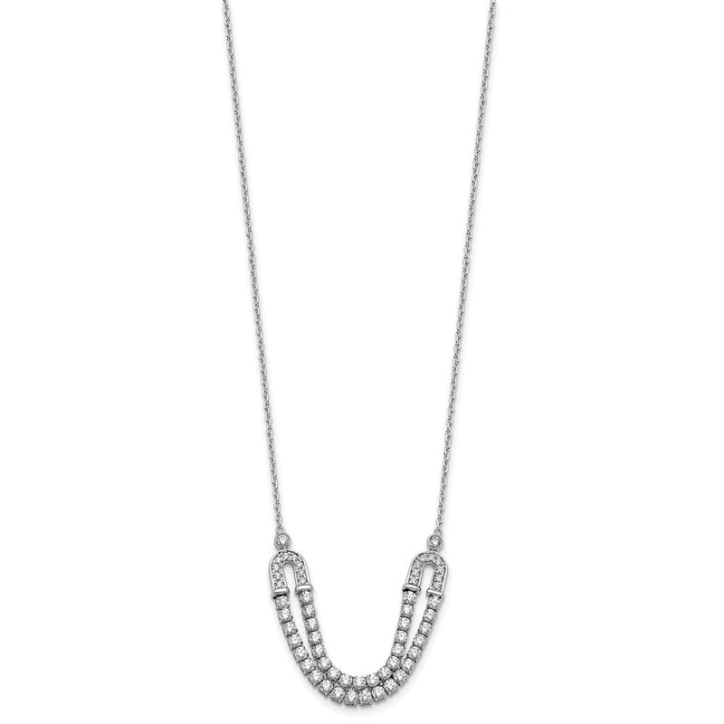 14K White Gold Lab Grown VS/SI+ G+ Diamond U Layered Stone Necklace