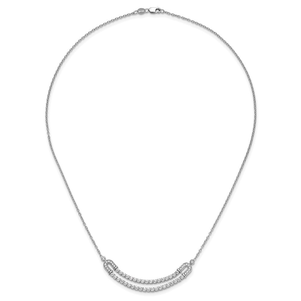 14K White Gold Lab Grown VS/SI+ G+ Diamond U Layered Stone Necklace