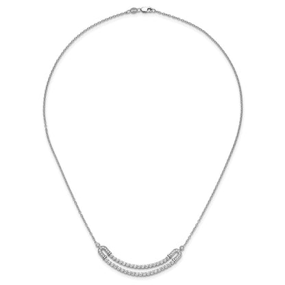 14K White Gold Lab Grown VS/SI+ G+ Diamond U Layered Stone Necklace