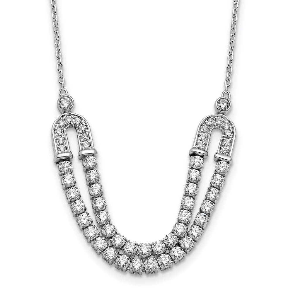 14K White Gold Lab Grown VS/SI+ G+ Diamond U Layered Stone Necklace