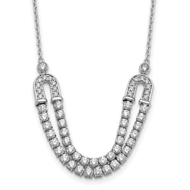 14K White Gold Lab Grown VS/SI+ G+ Diamond U Layered Stone Necklace