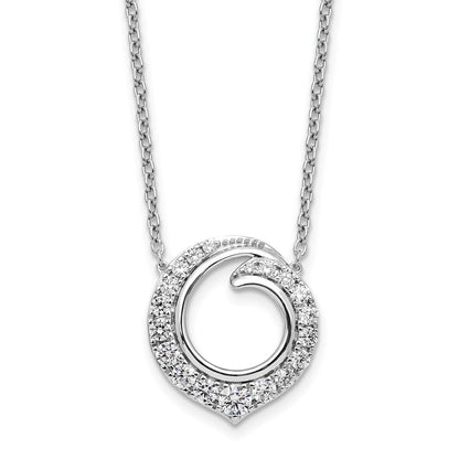14k White Gold 1 Ct. Lab Grown Diamond VS/SI+ G+ Round 18 inch Necklace