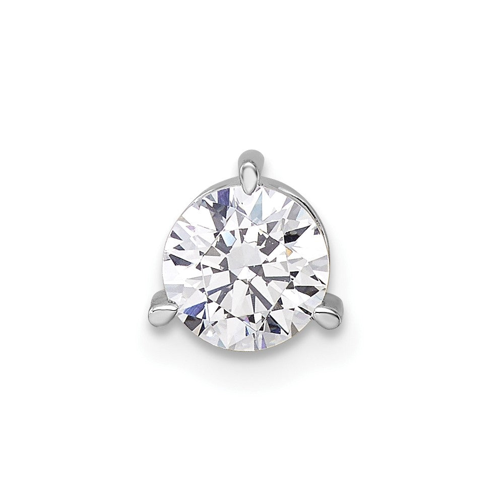 14k White Gold 3/4 Ct. Lab Grown Diamond VS/SI+ G+ Round Complete Three Prong Chain Slide Pendant