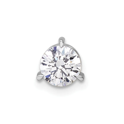 14k White Gold 3/4 Ct. Lab Grown Diamond VS/SI+ G+ Round Complete Three Prong Chain Slide Pendant