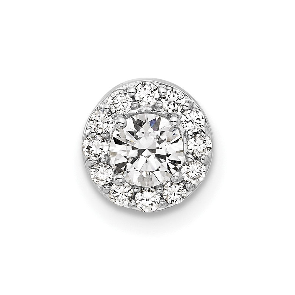 14k White Gold 1/2 Ct. Lab Grown Diamond VS/SI+ G+ Round Complete Halo Chain Slide Pendant