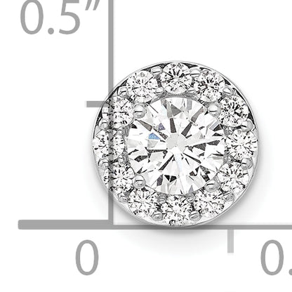 14k White Gold 3/4 Ct. Lab Grown Diamond VS/SI+ G+ Round Halo Chain Slide Pendant