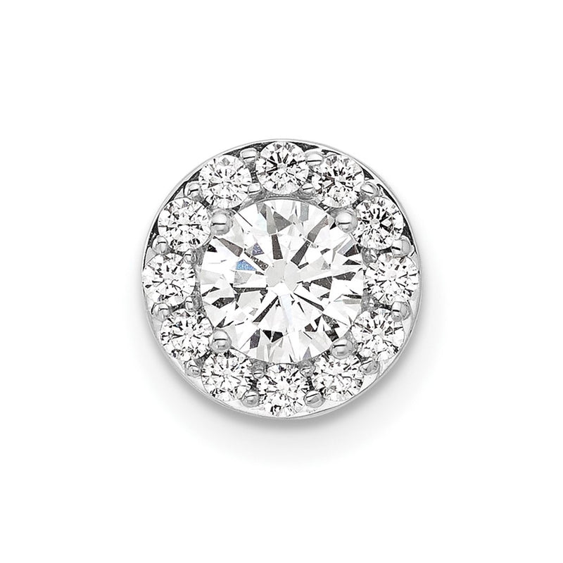 14k White Gold 3/4 Ct. Lab Grown Diamond VS/SI+ G+ Round Halo Chain Slide Pendant