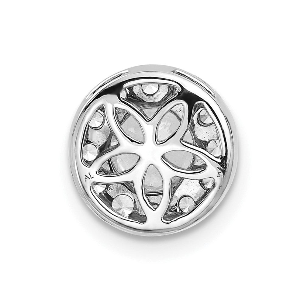 14k White Gold 1 Ct. Lab Grown Diamond VS/SI+ G+ Round Halo Chain Slide Pendant