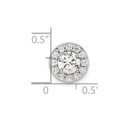 14k White Gold 1 Ct. Lab Grown Diamond VS/SI+ G+ Round Halo Chain Slide Pendant